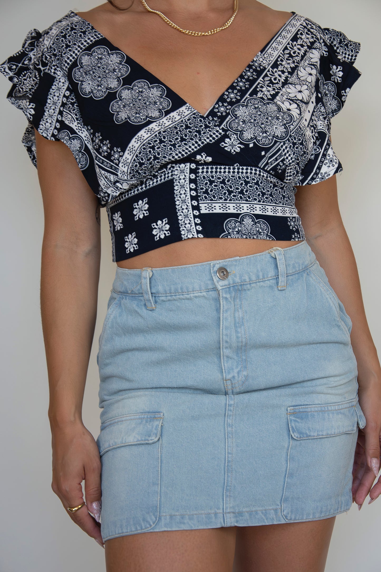 Denim Cargo Skirt