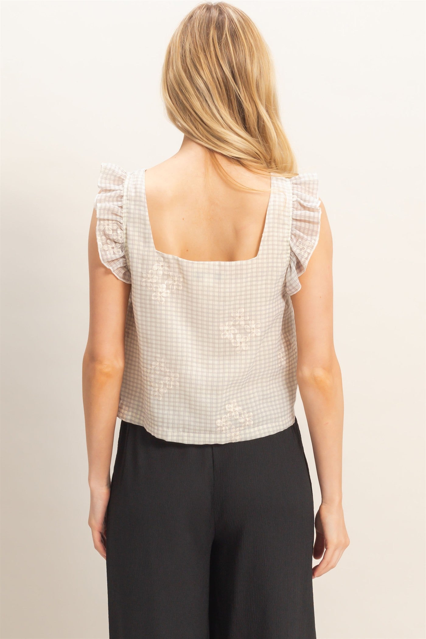 Gingham Tie Front Top
