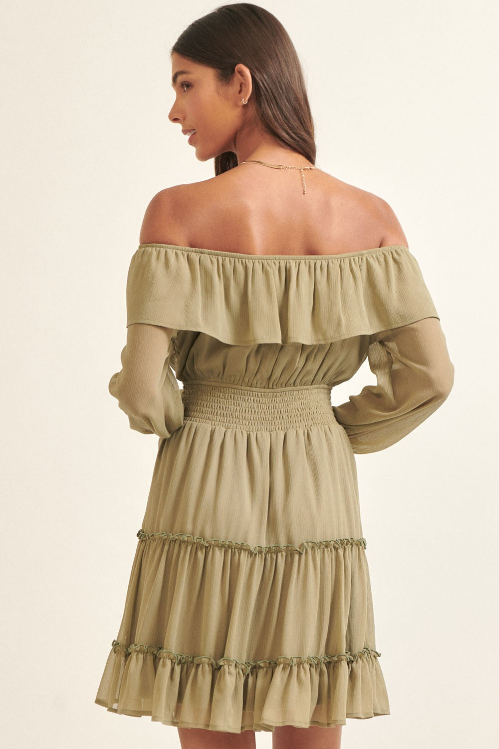 Chiffon Ruffle Mini Dress