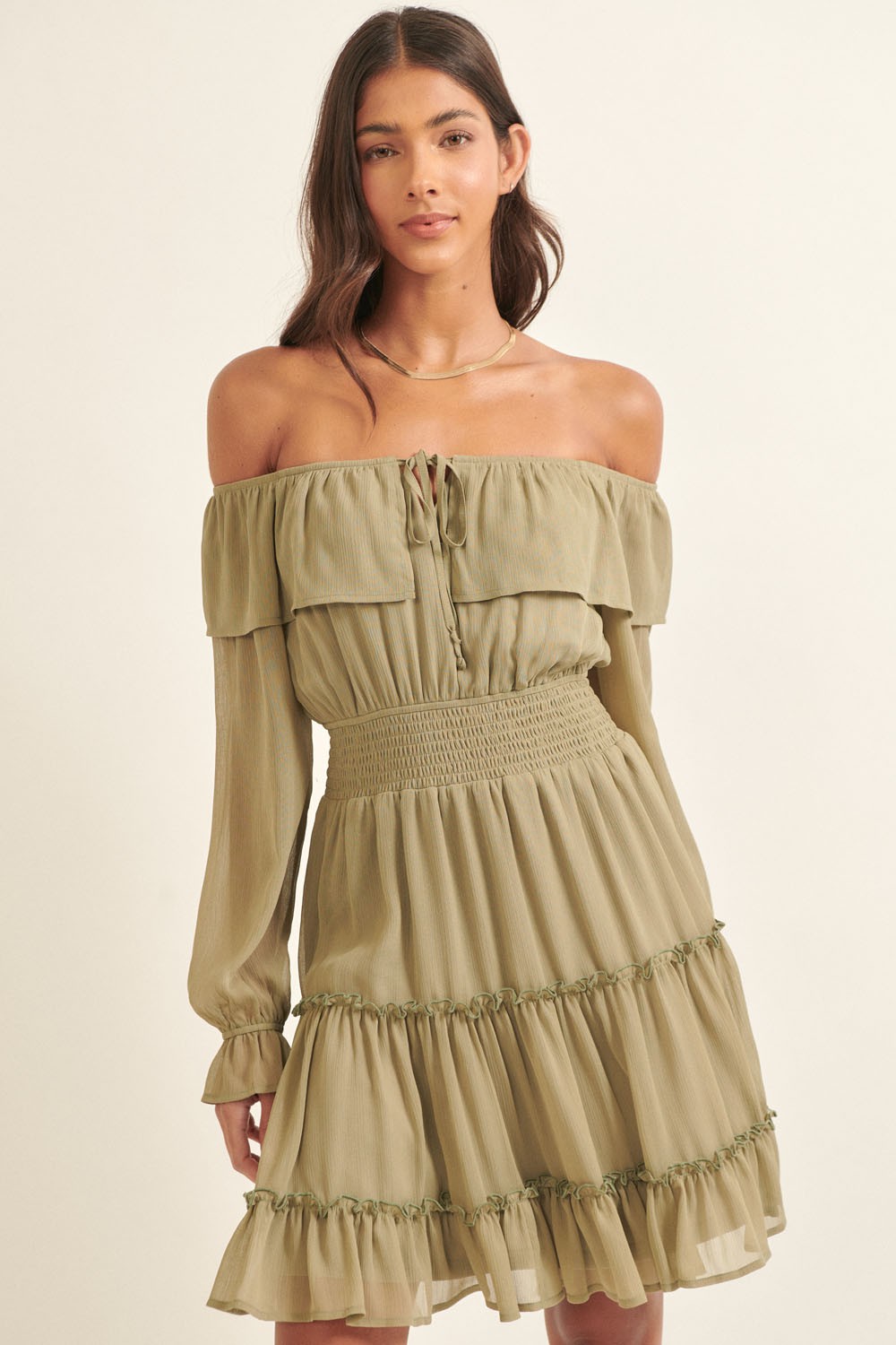 Chiffon Ruffle Mini Dress