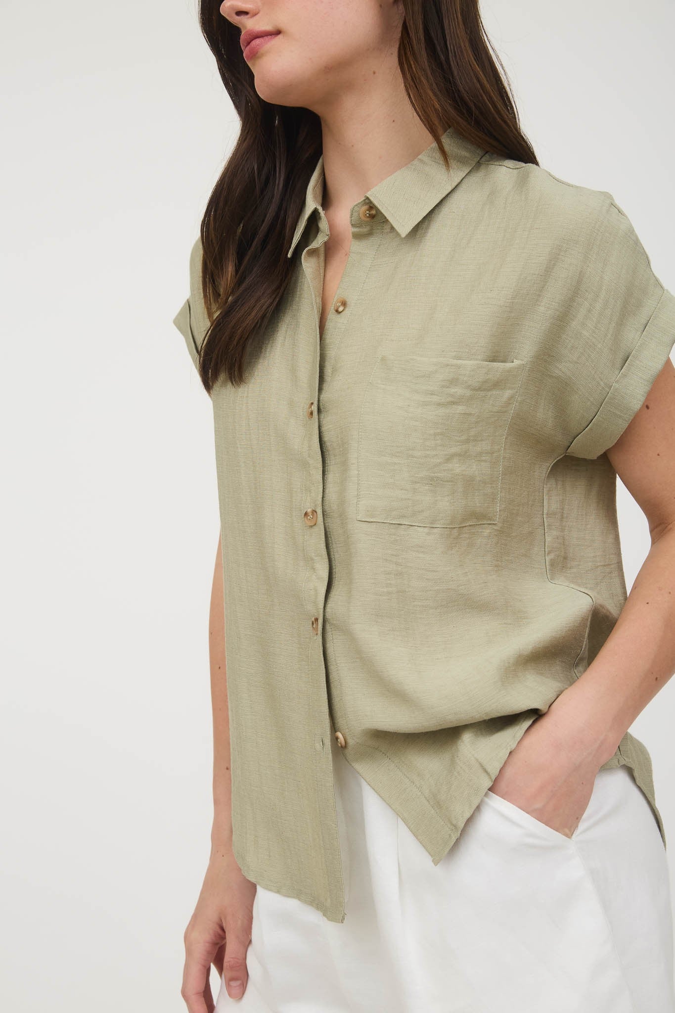 Collared Pintuck Blouse