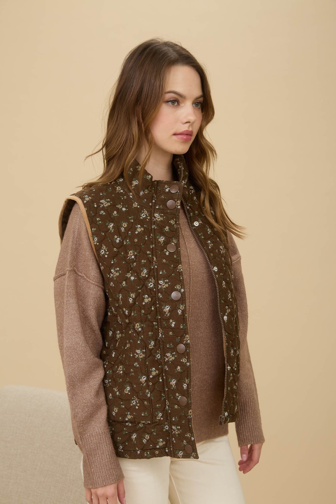 Floral Quilted Puffer Vest