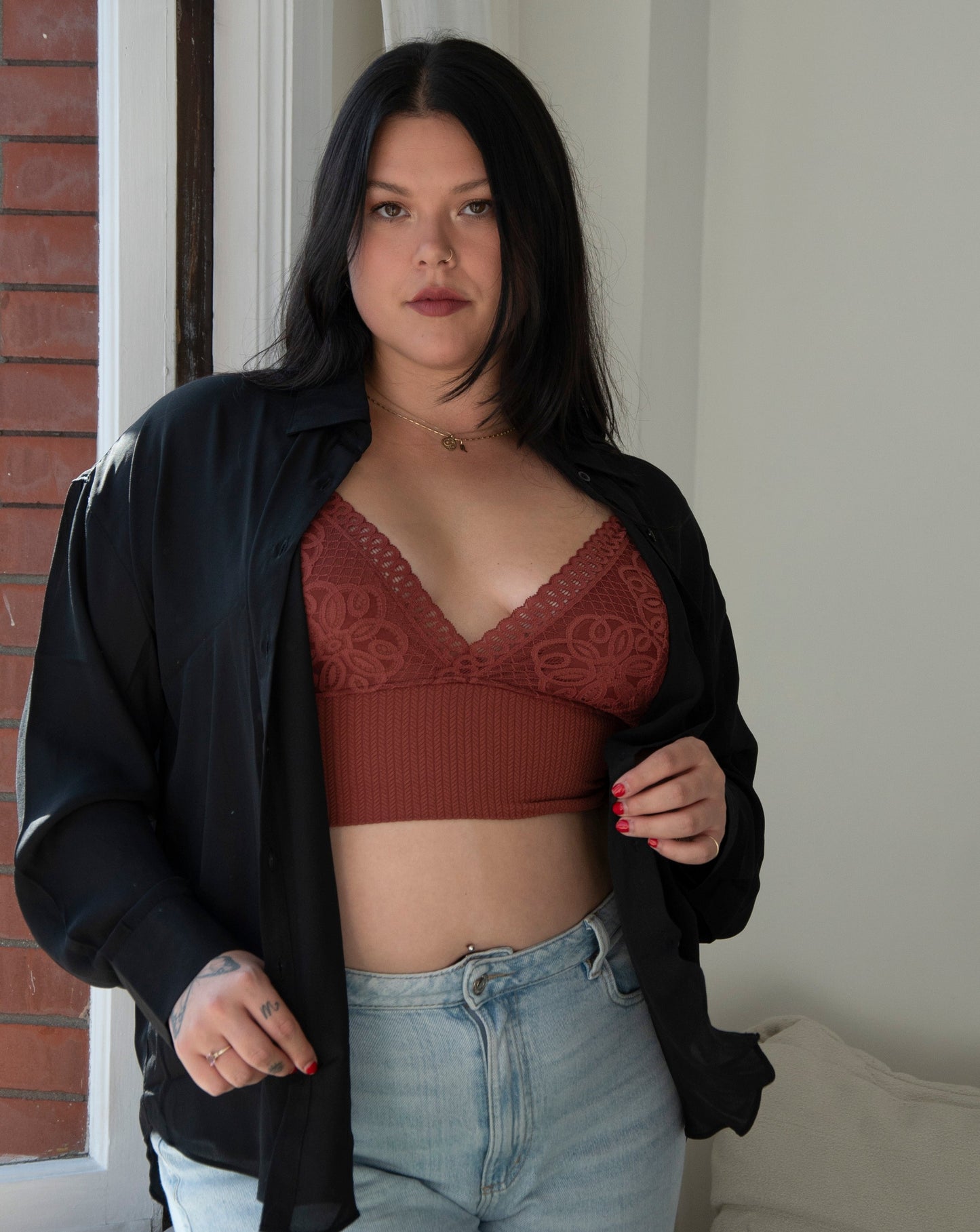 Sheer Button Down Blouse