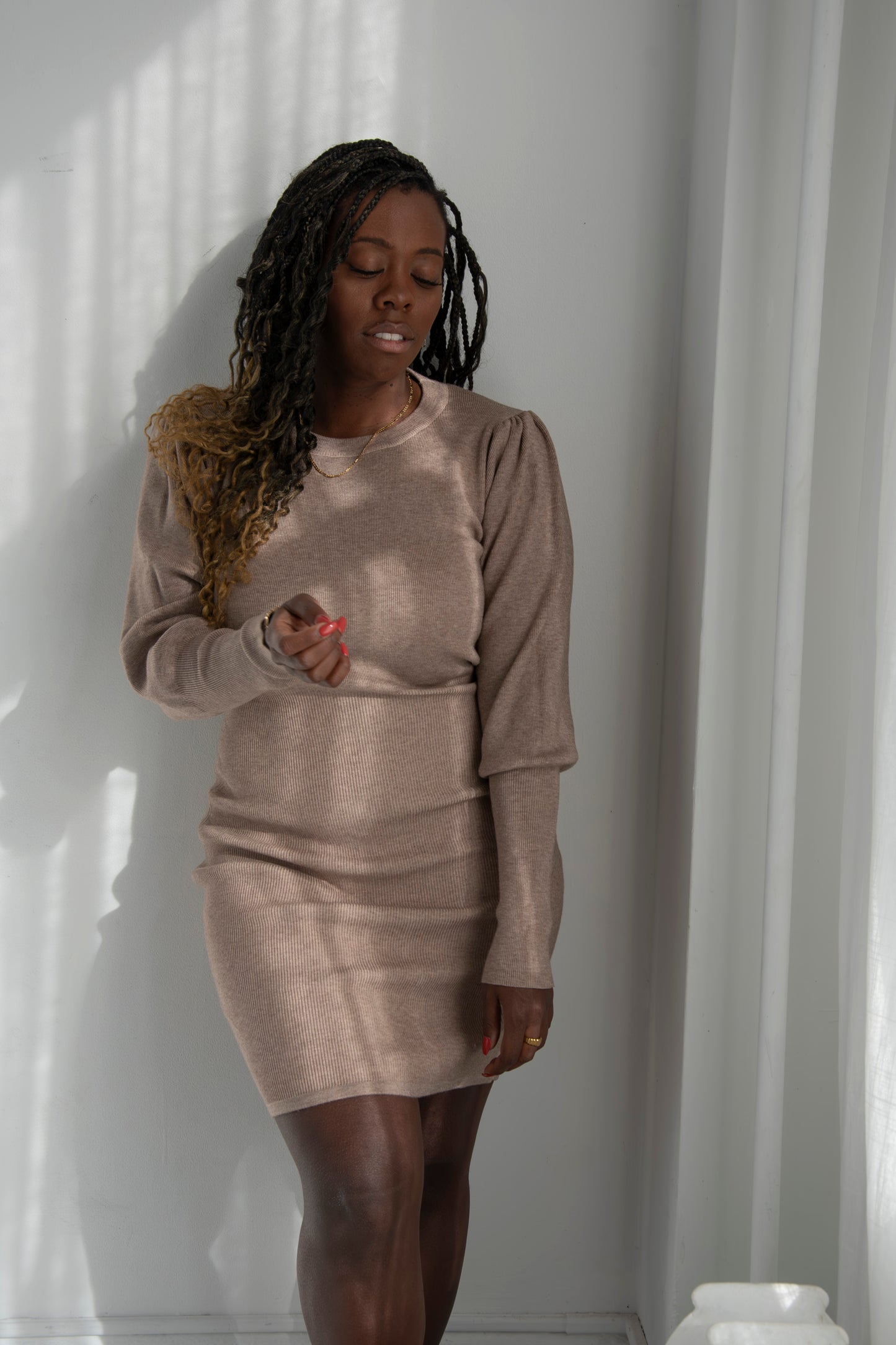 Puff Sleeve Sweater Dress