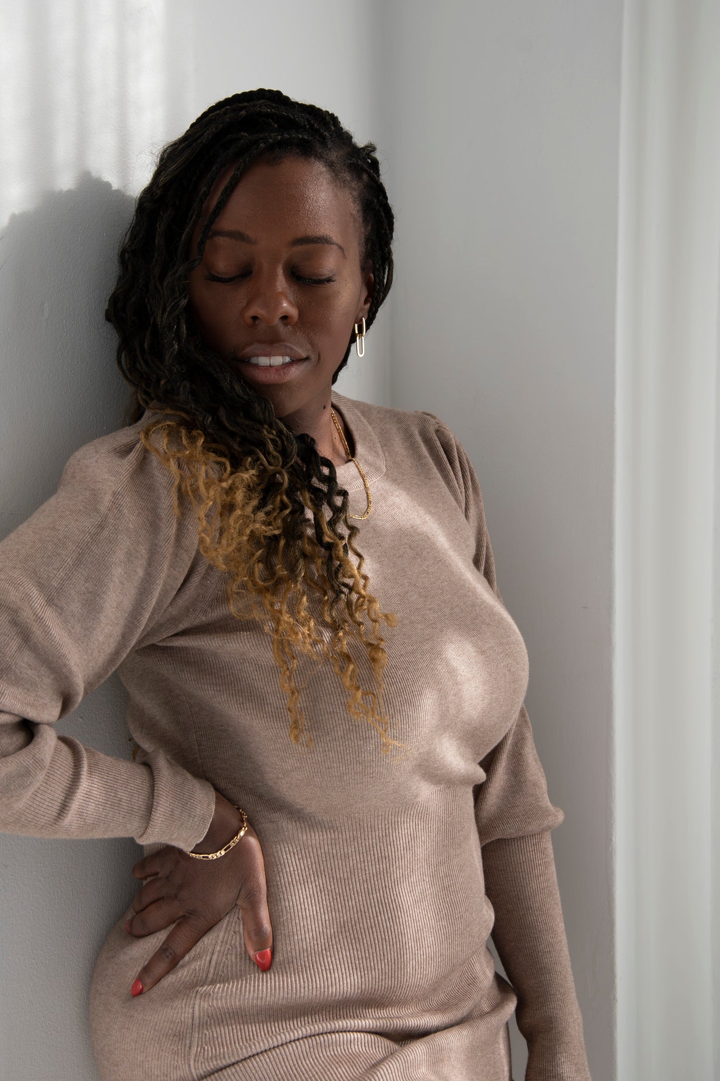 Puff Sleeve Sweater Dress