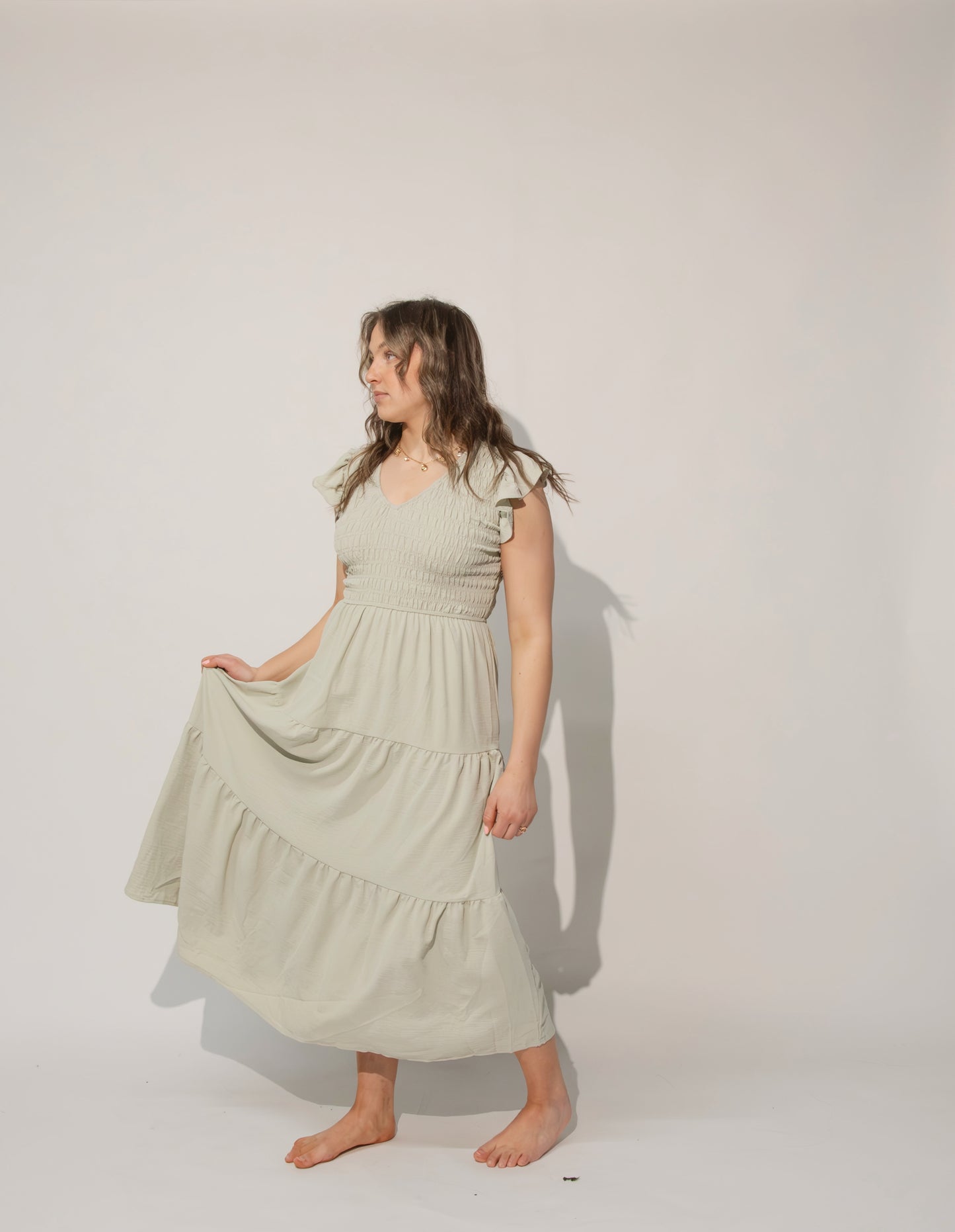 Flutter Smocked Midi Dress