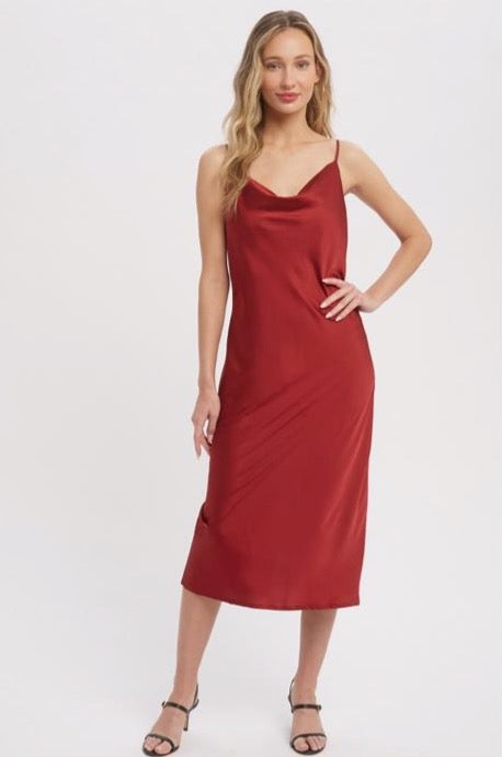 Satin Midi Slip Dress