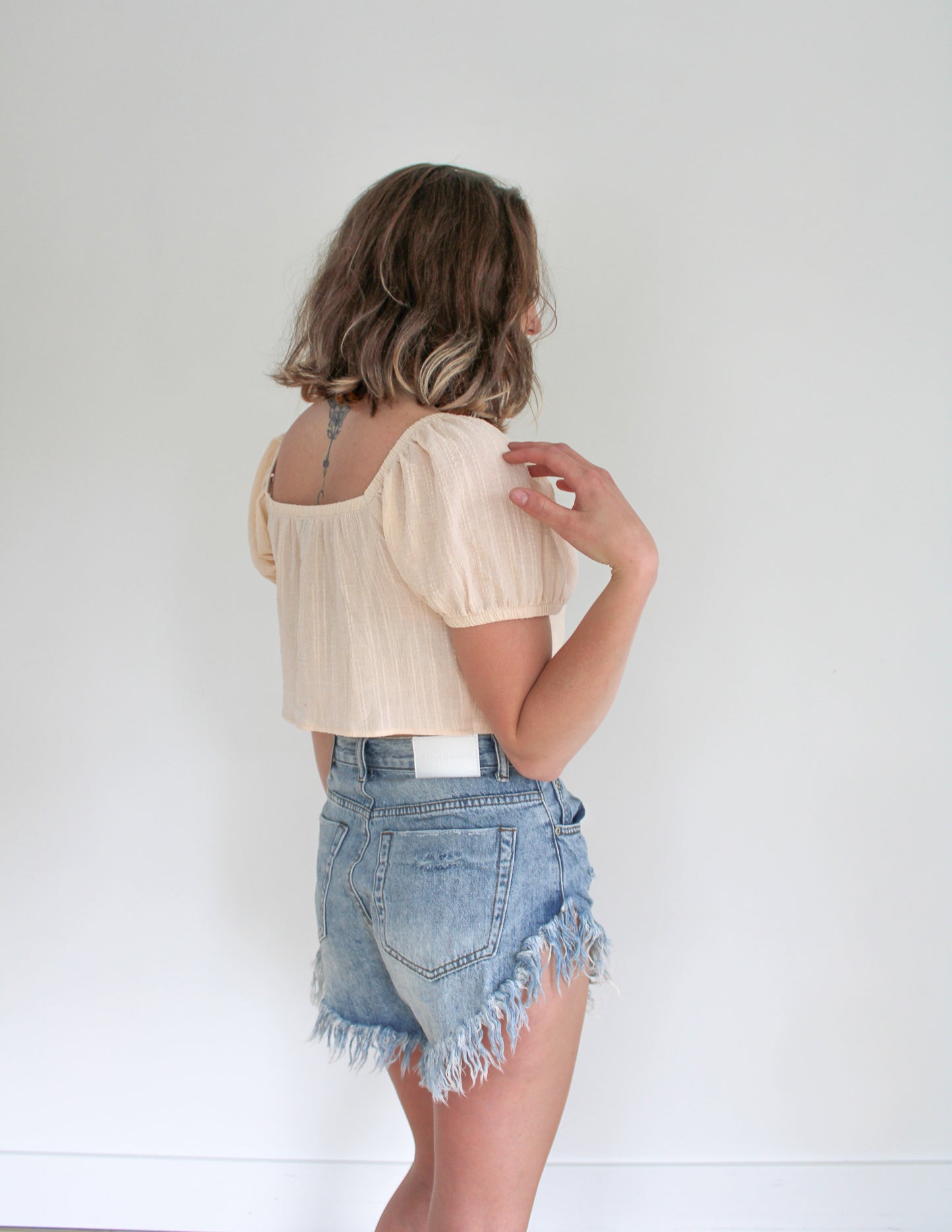High Waisted Distressed Denim Shorts