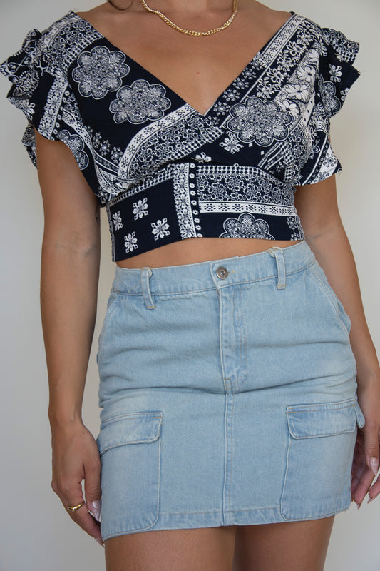 Denim Cargo Skirt