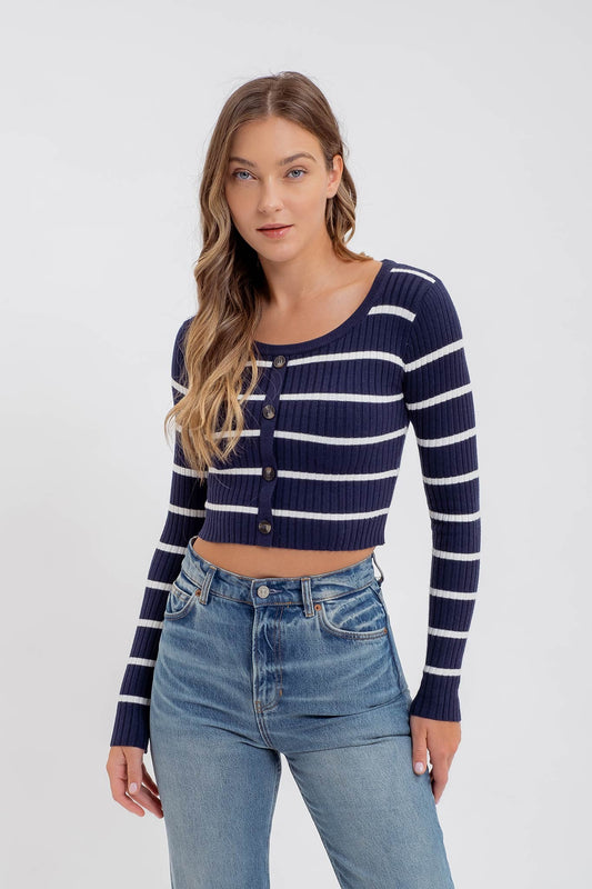 Striped Button Top