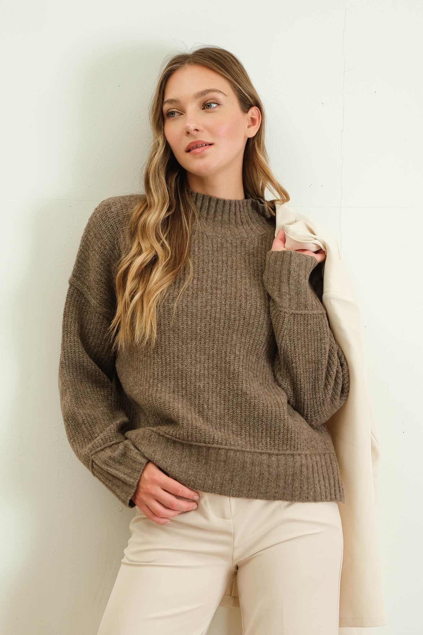 Mock Neck Oversized Sweater