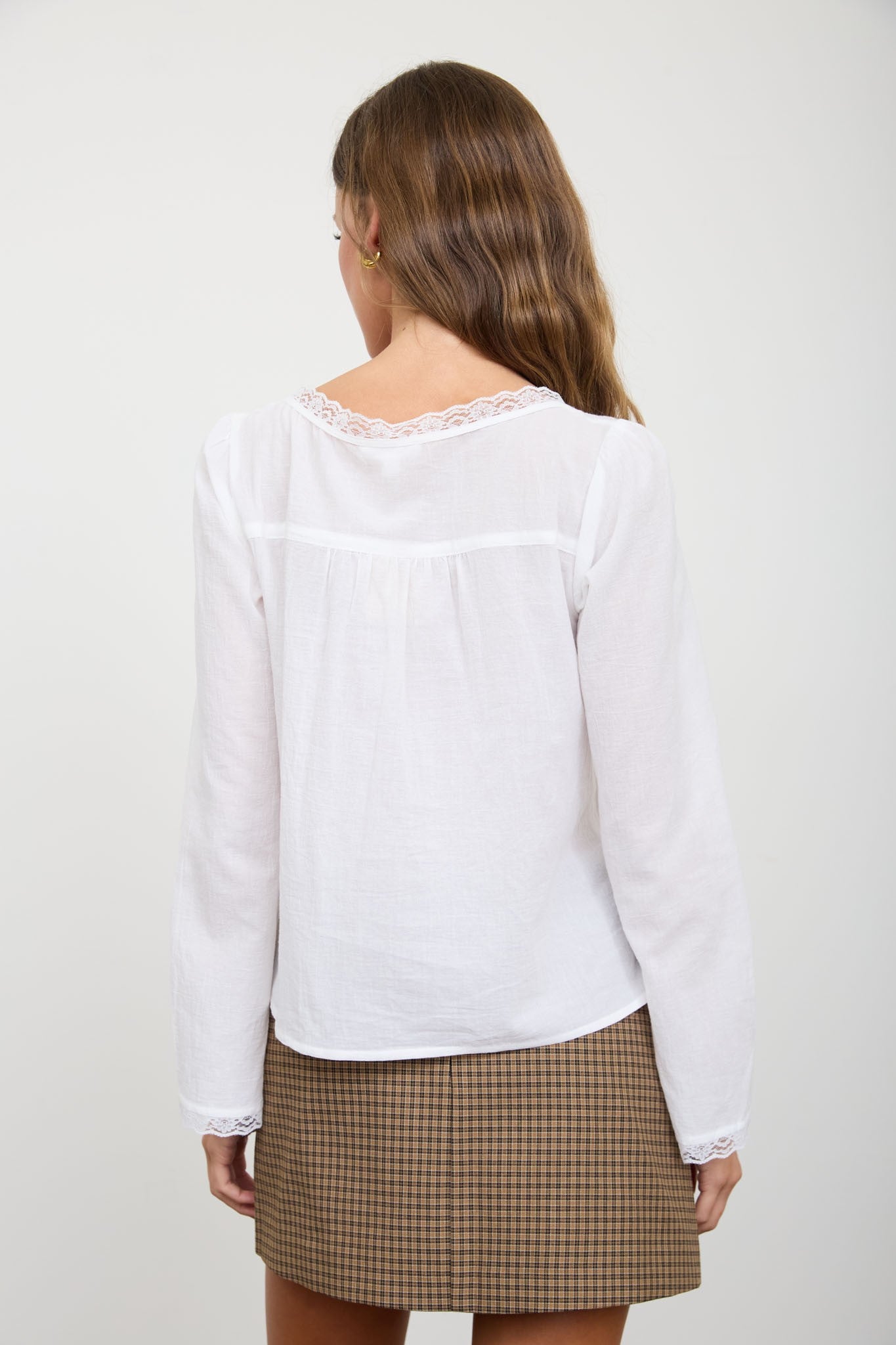 Lace-Tie Scoop Neck Top