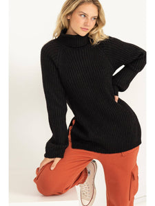 Split Turtleneck Sweater
