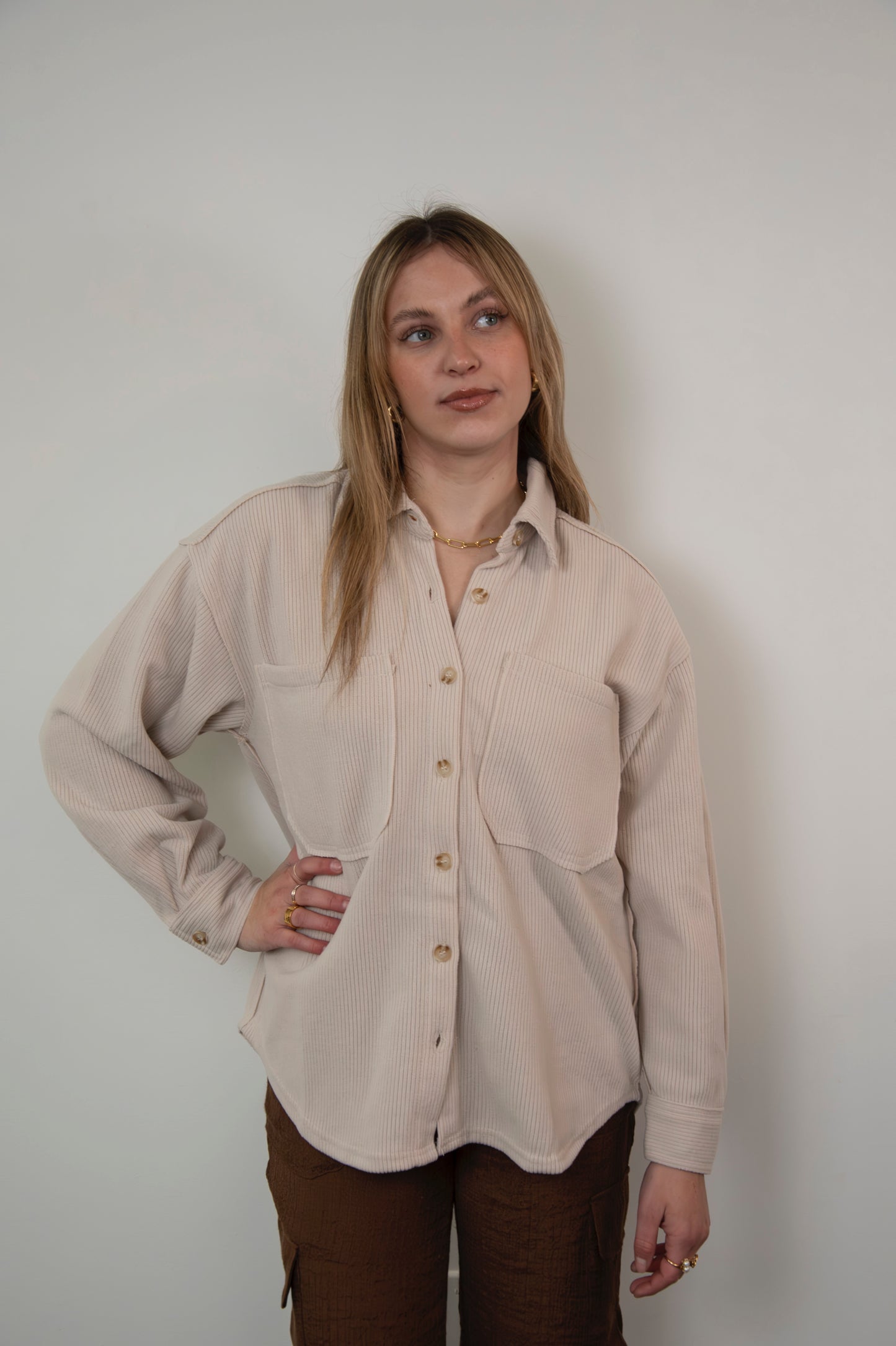 Textured Rib Button Up