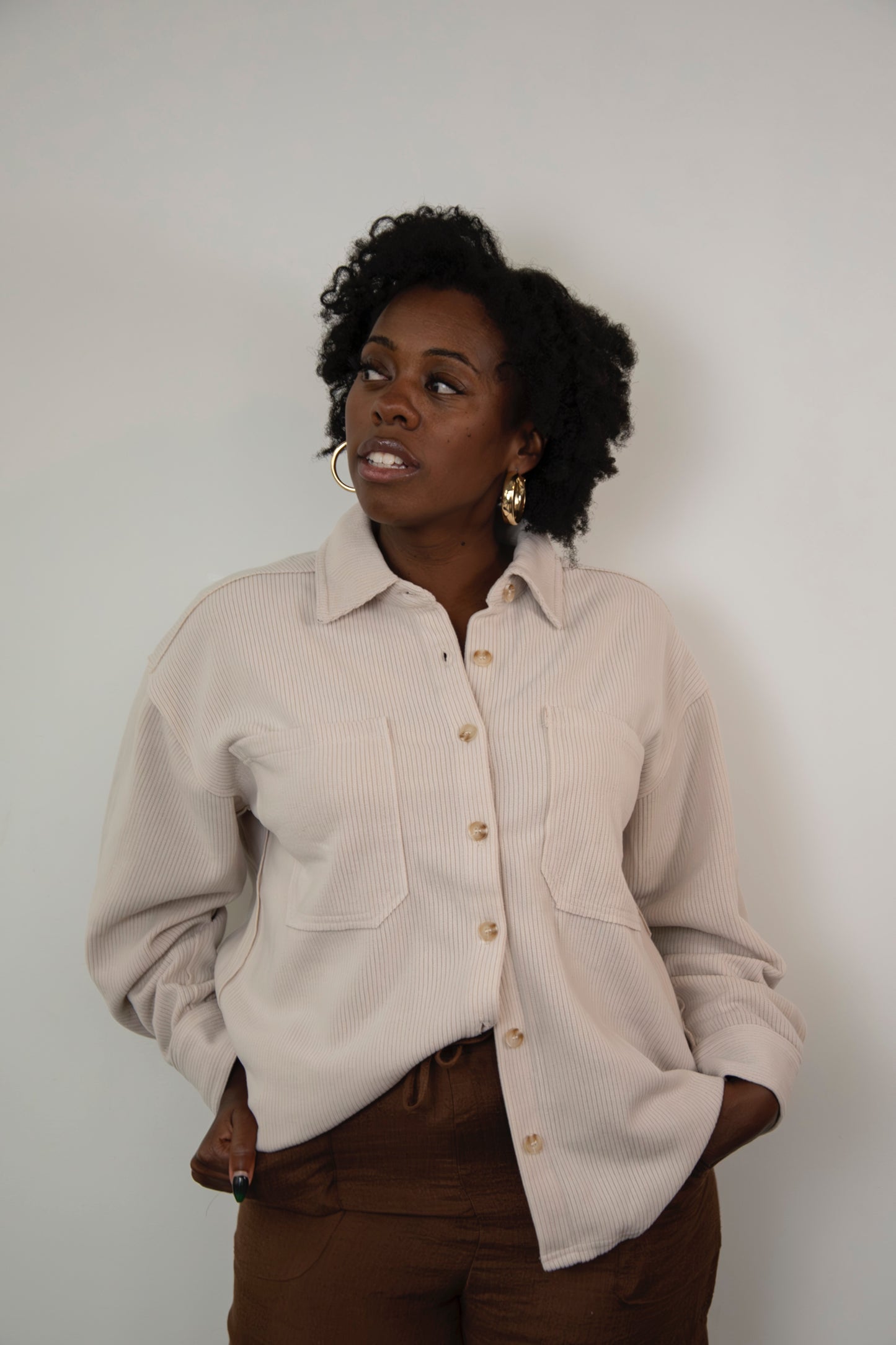 Textured Rib Button Up