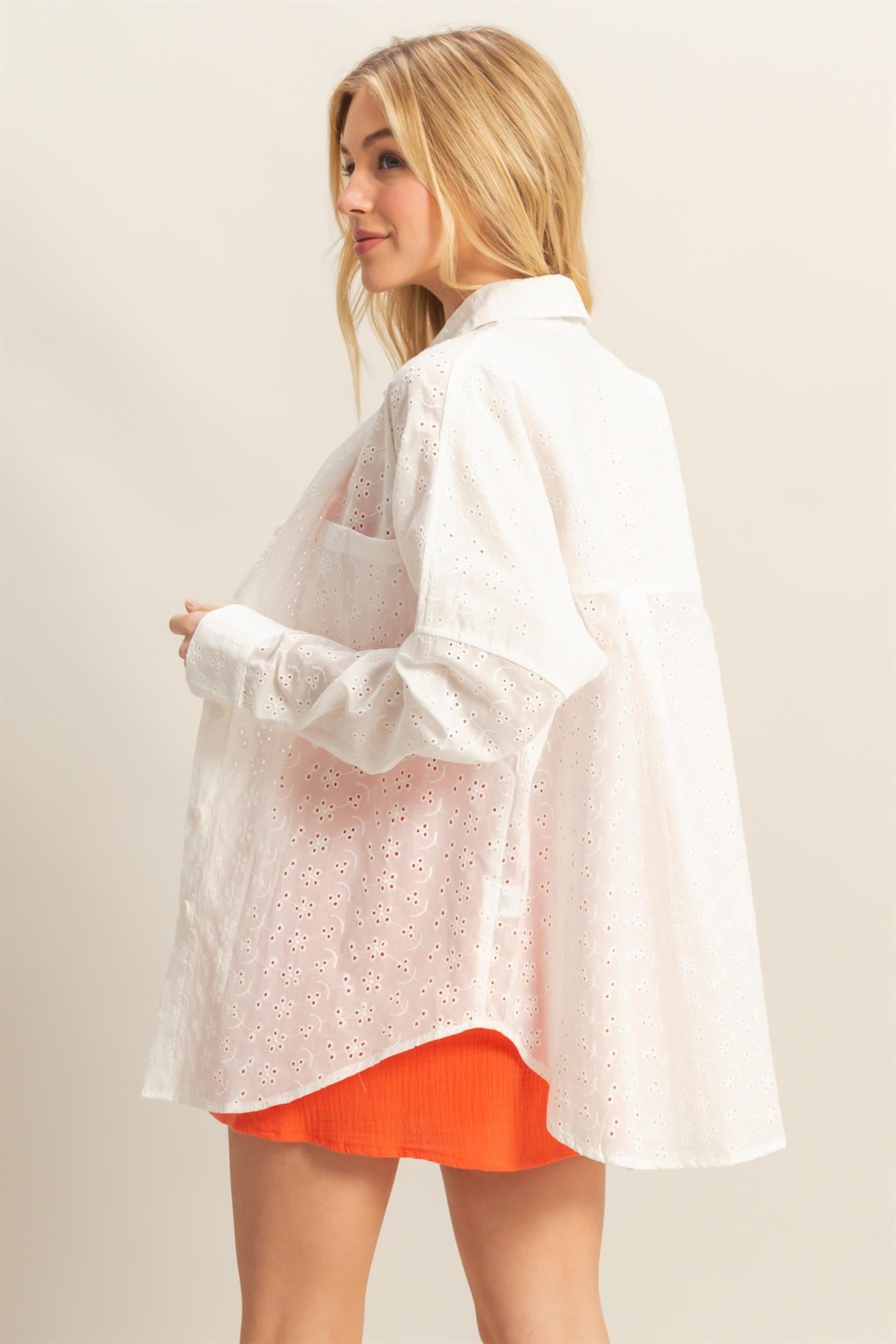 Everyday Eyelet Button Up