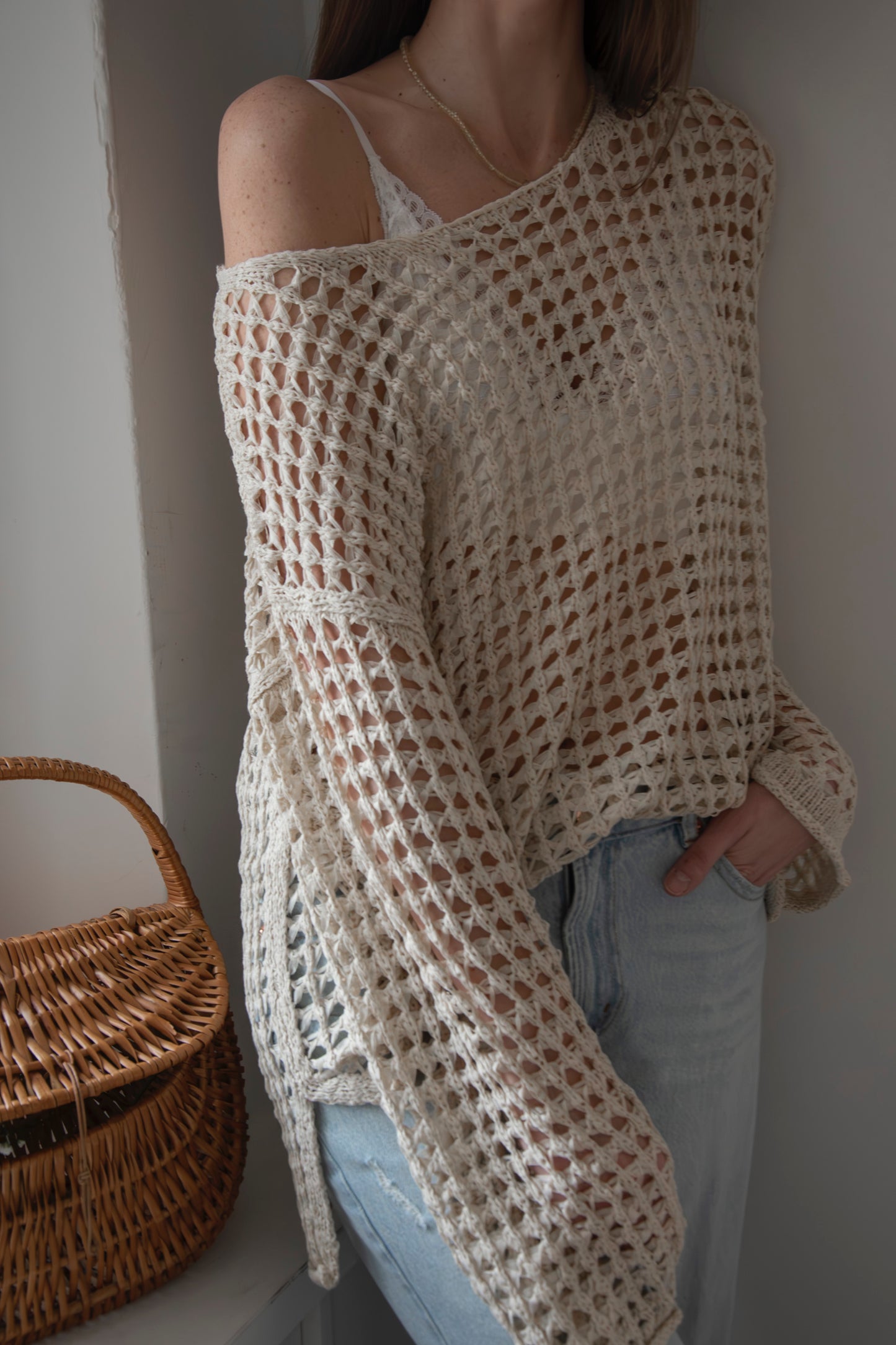 Oversized Crochet Pullover