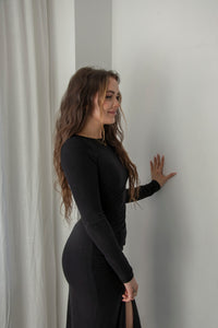 Ruching Knit Midi Dress