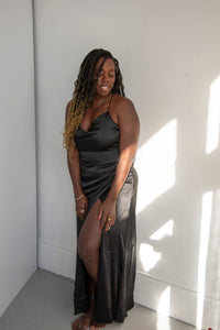 Satin Drape Maxi Dress