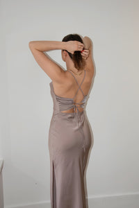 Cowl Neck Satin Midi
