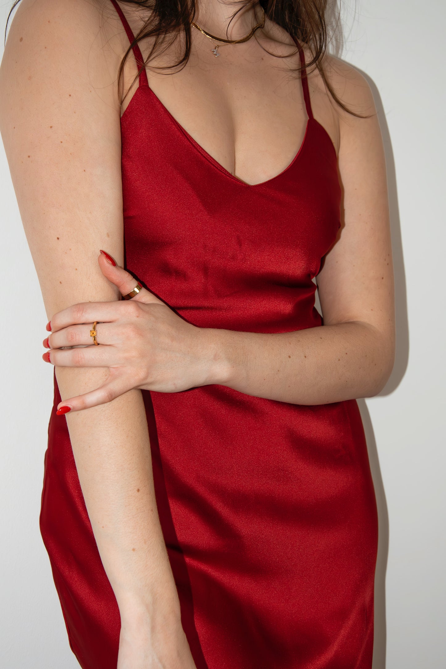 Satin V-Neck Midi