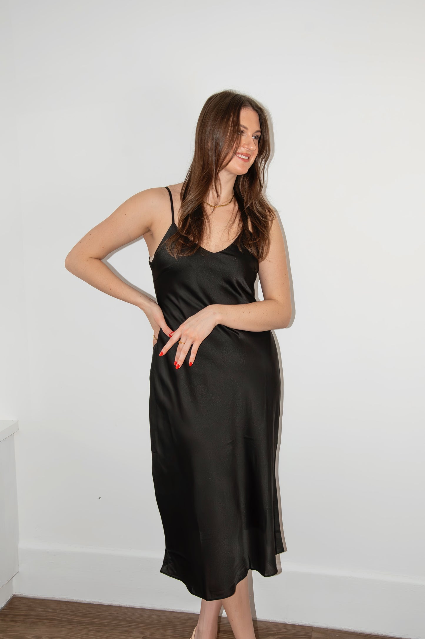 Satin V-Neck Midi