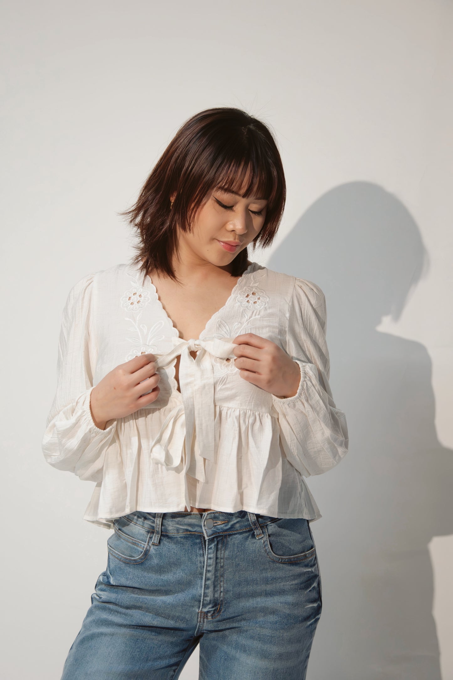 Embroidered Tie Top