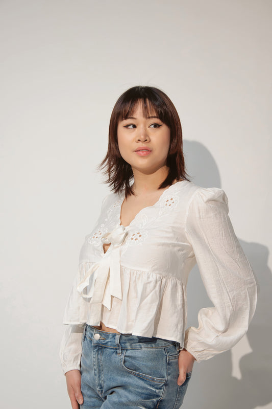Embroidered Tie Top