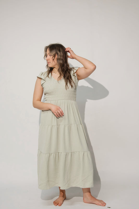 Flutter Smocked Midi Dress