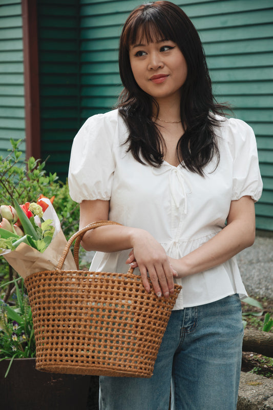Puff Sleeve Tie Top