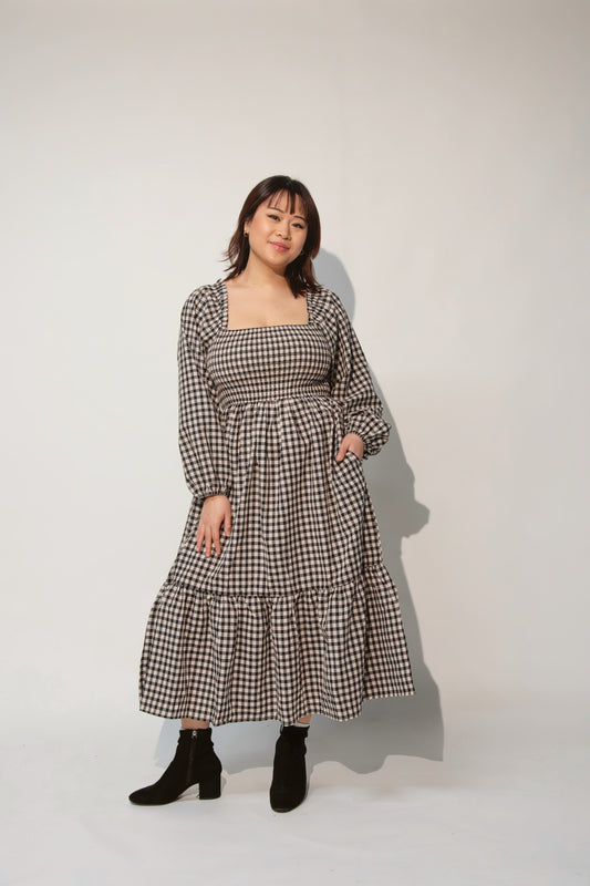 Gingham Smocked Midi Dress