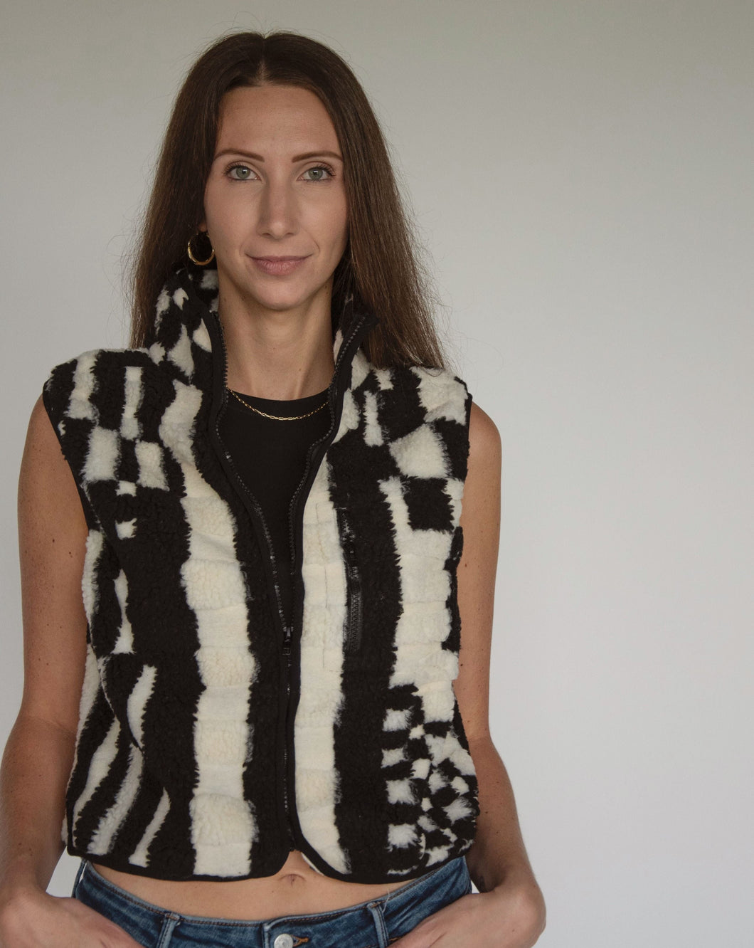 Checkered Fleece Vest