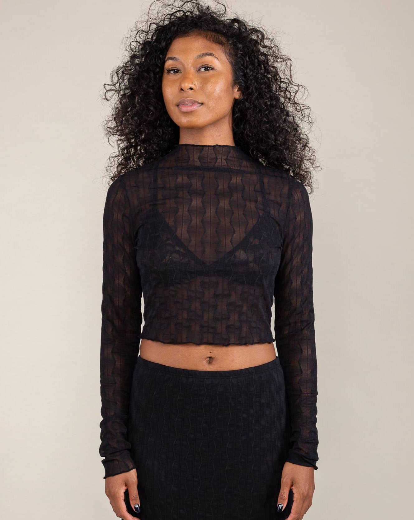 Jacquard Mesh Top