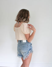Load image into Gallery viewer, High Waisted Distressed Denim Shorts
