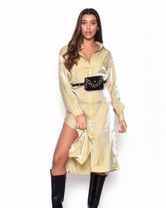 Shimmer Button Up Dress