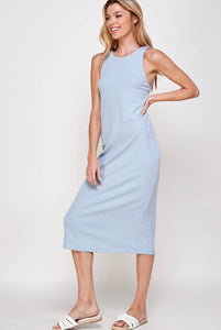 Rib Knit Open Back Midi
