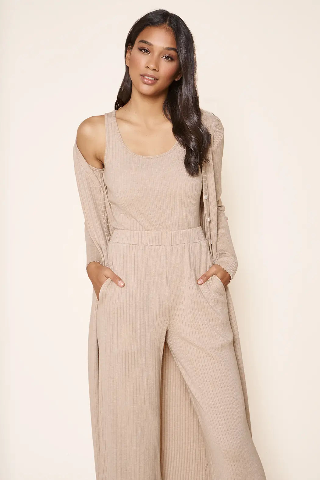 Ribbed Knit Cardigan Dress